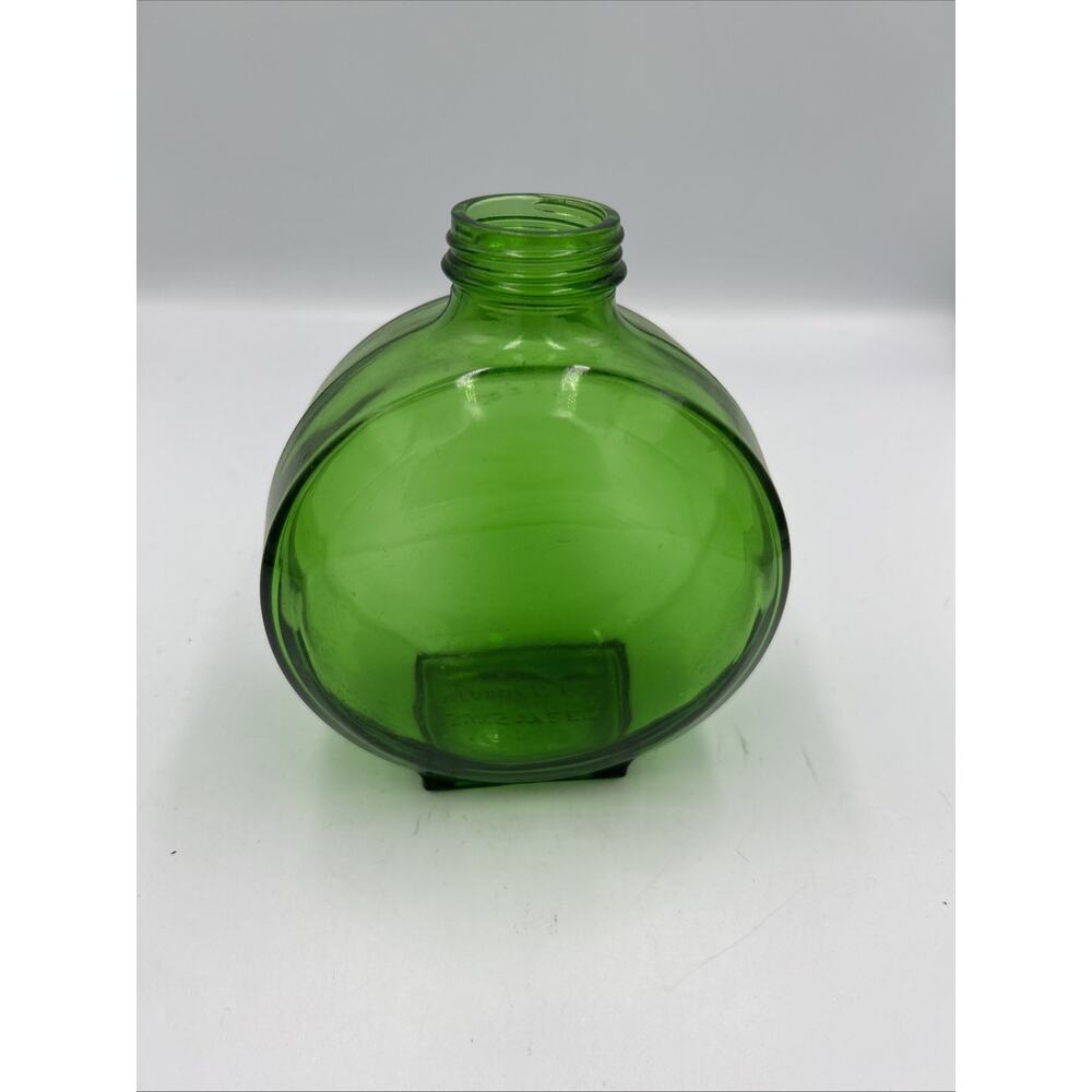 Vintage Sunsweet Prune Juice Emerald Green Glass Bottle Round Flask Vase